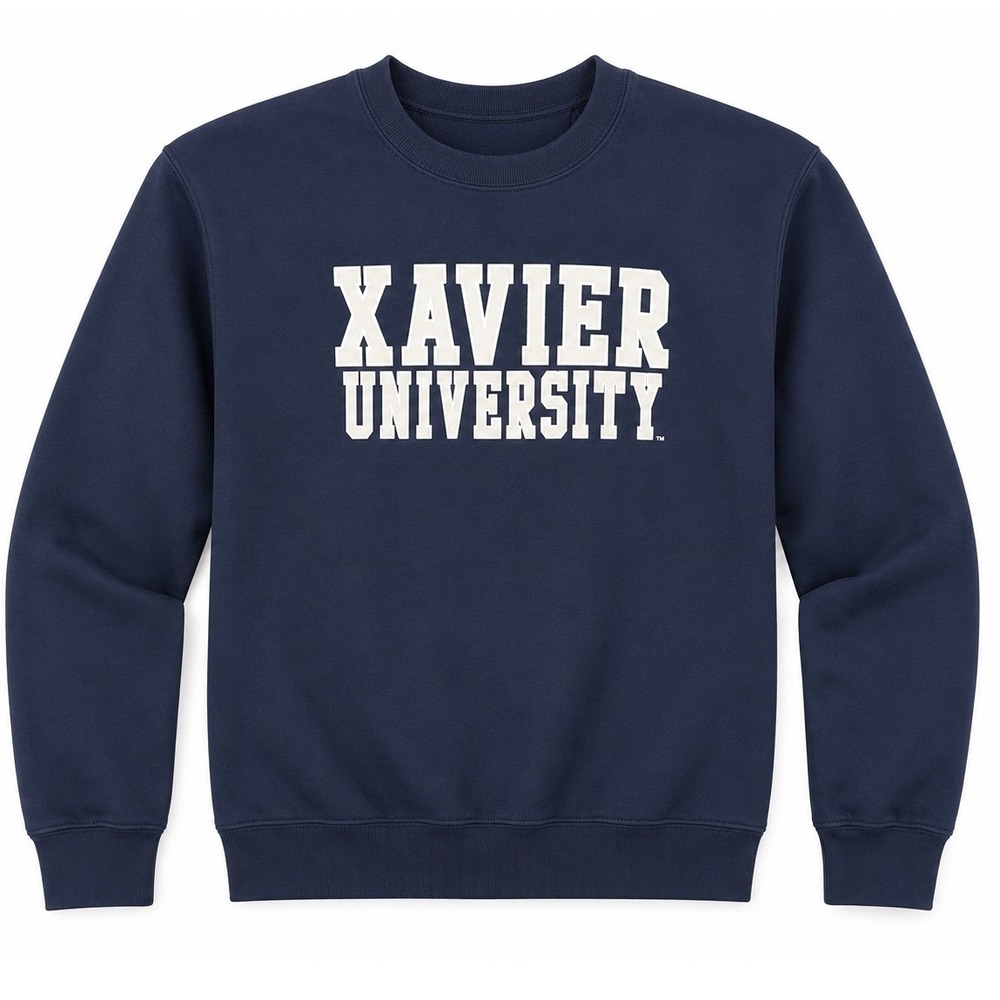MV Sport Xavier‎ University Sweatshirt Medium Navy Crewneck Fleece Pullover NCAA